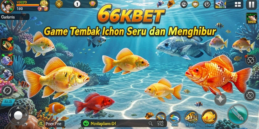 Tampilan gameplay menarik dalam 66KBET dengan aksi menembak ikan.