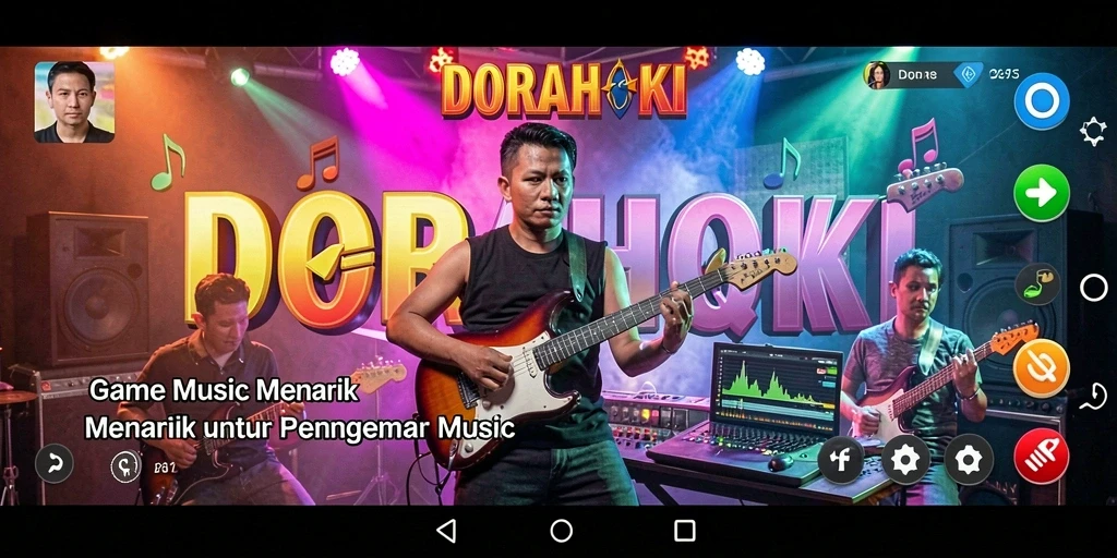 Screenshot gameplay DORAHOKI menampilkan interaksi musik yang dinamis.