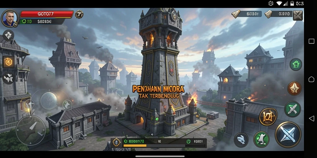 Tampilan gameplay GOTO77 yang seru dalam strategi Tower Defense.
