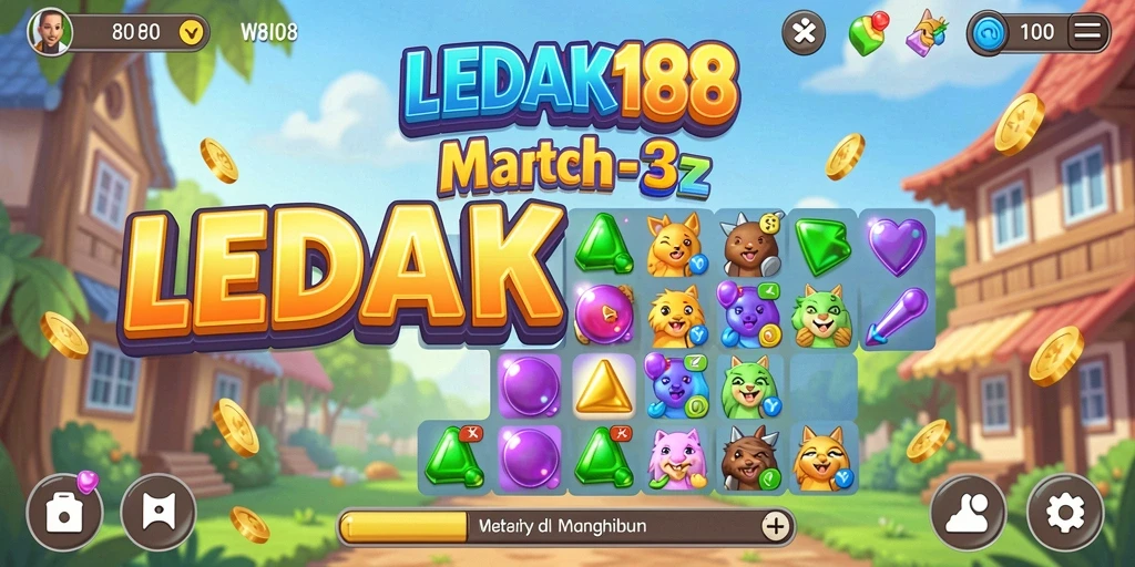Tampilan gameplay seru LEDAK188 dalam menyelesaikan teka-teki Match-3.