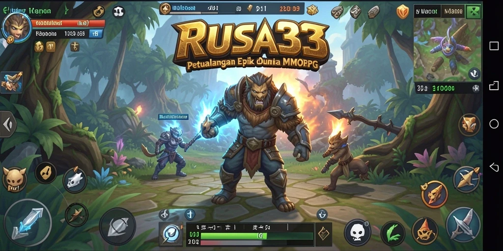 Screenshot utama RUSA33 menampilkan pertempuran seru di dunia MMORPG.