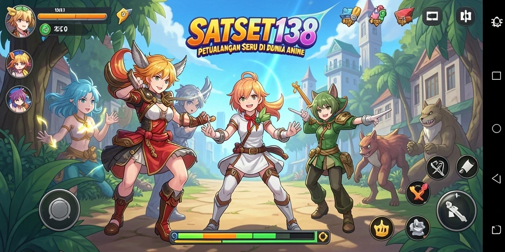 Menampilkan gameplay seru di dunia Anime yang penuh warna.