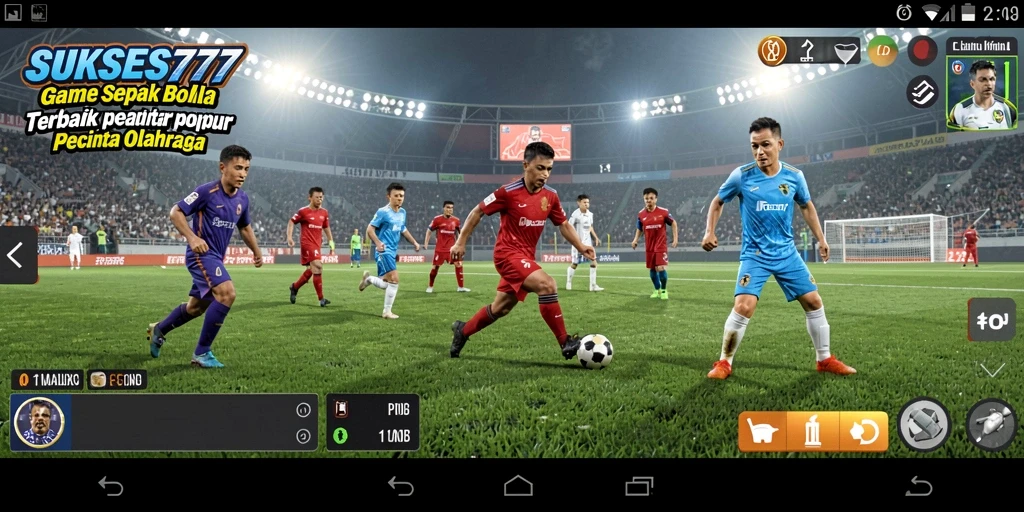 Screenshoot gameplay SUKSES777 menunjukkan aksi sepak bola yang seru.
