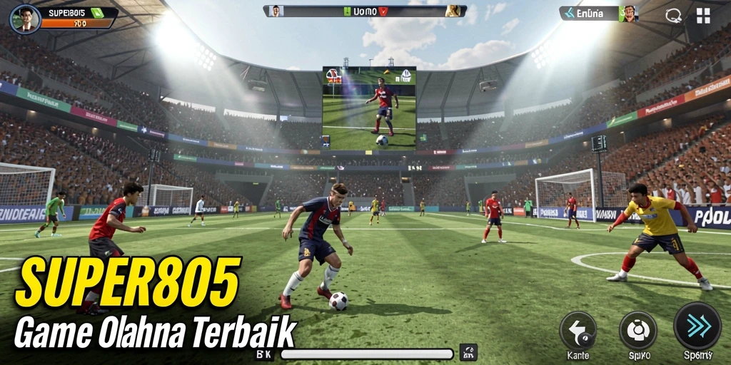 Tangkapan layar gameplay SUPER805 yang menunjukkan aksi olahraga mendebarkan.