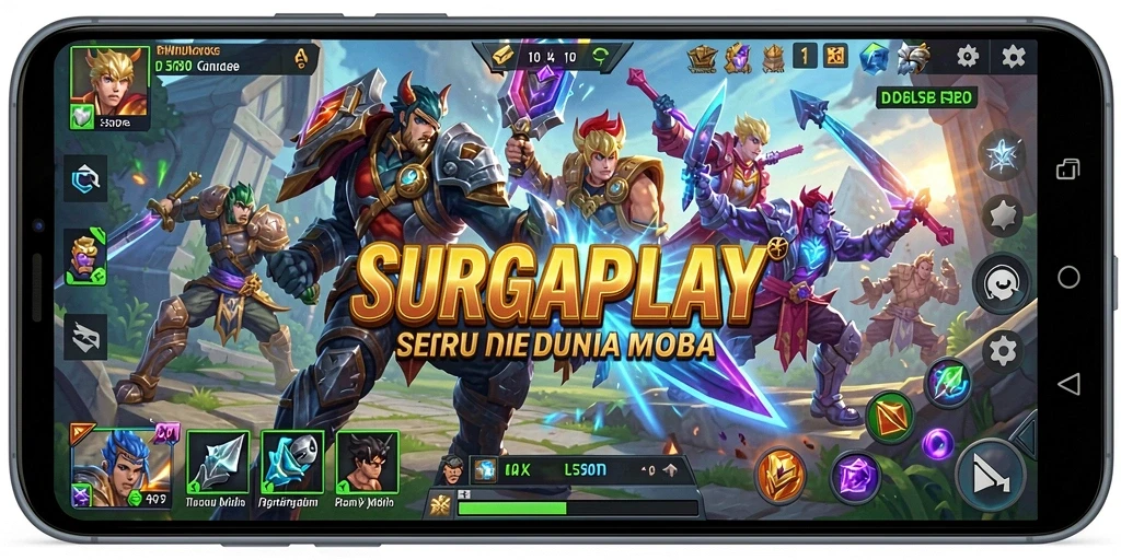 Tampilan menarik dari gameplay seru SURGAPLAY di arena pertempuran.