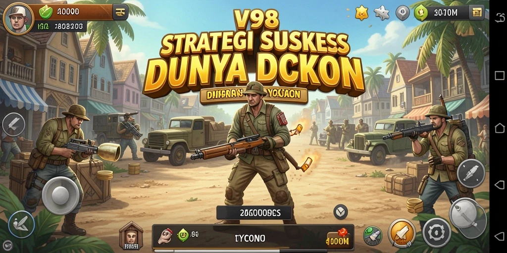 Tampilan gameplay V98 dengan berbagai pilihan strategi Tycoon.